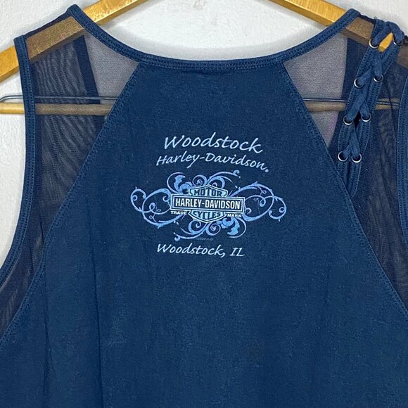 Black Biker Motorcycle Vibe 100% Cotton Harley Davidson Women’s Mesh Tank Top - Picture 11 of 12